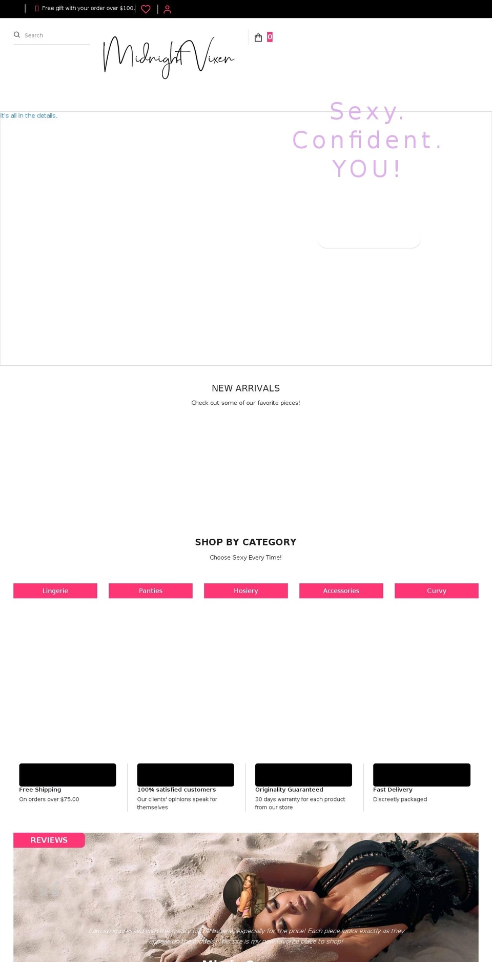 midnightvixen.com shopify website screenshot