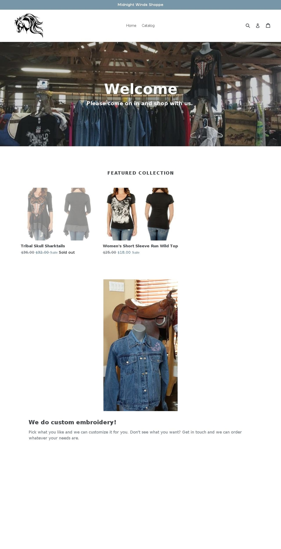 midnightwindsshoppe.com — Shopify storefront screenshot