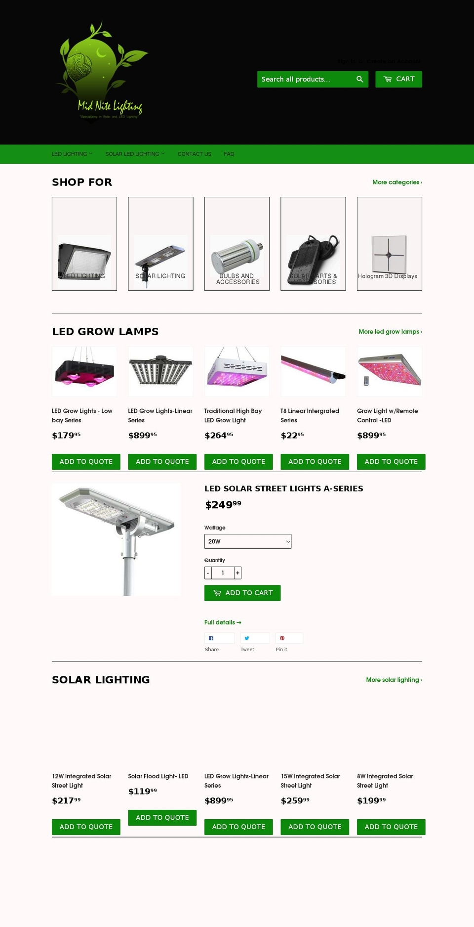 midnitelighting.com — Shopify storefront screenshot