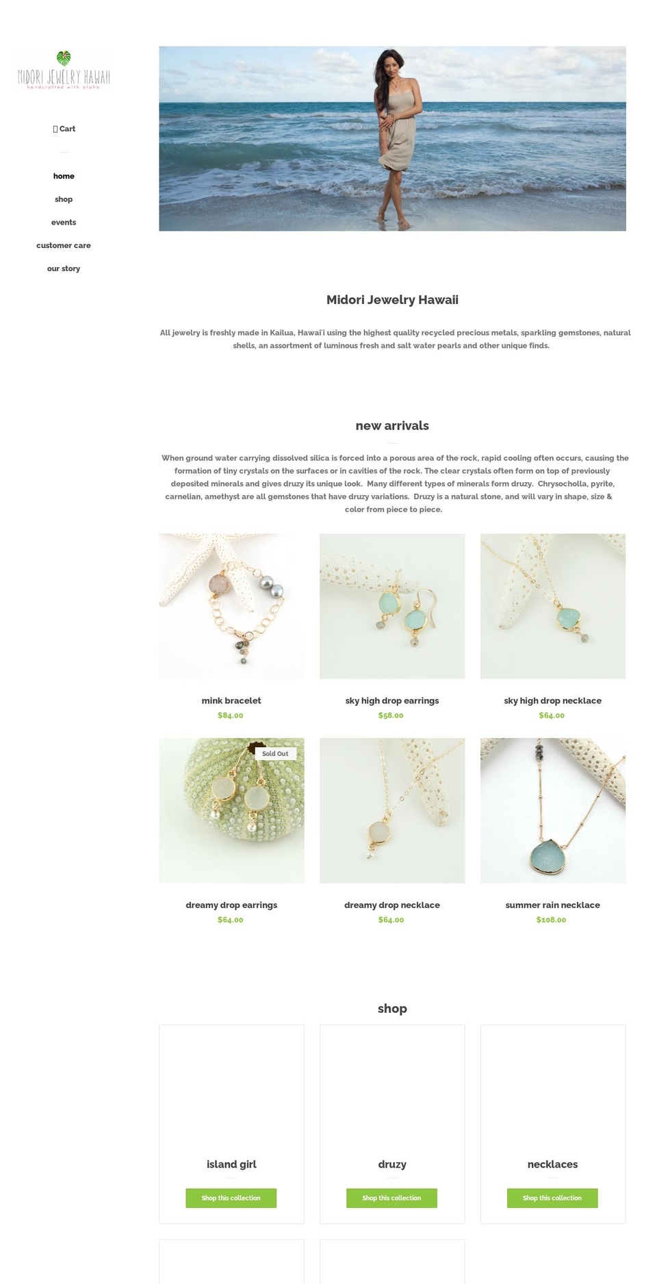 Pop with Installments message Shopify theme site example midori-jewelry-hawaii.myshopify.com