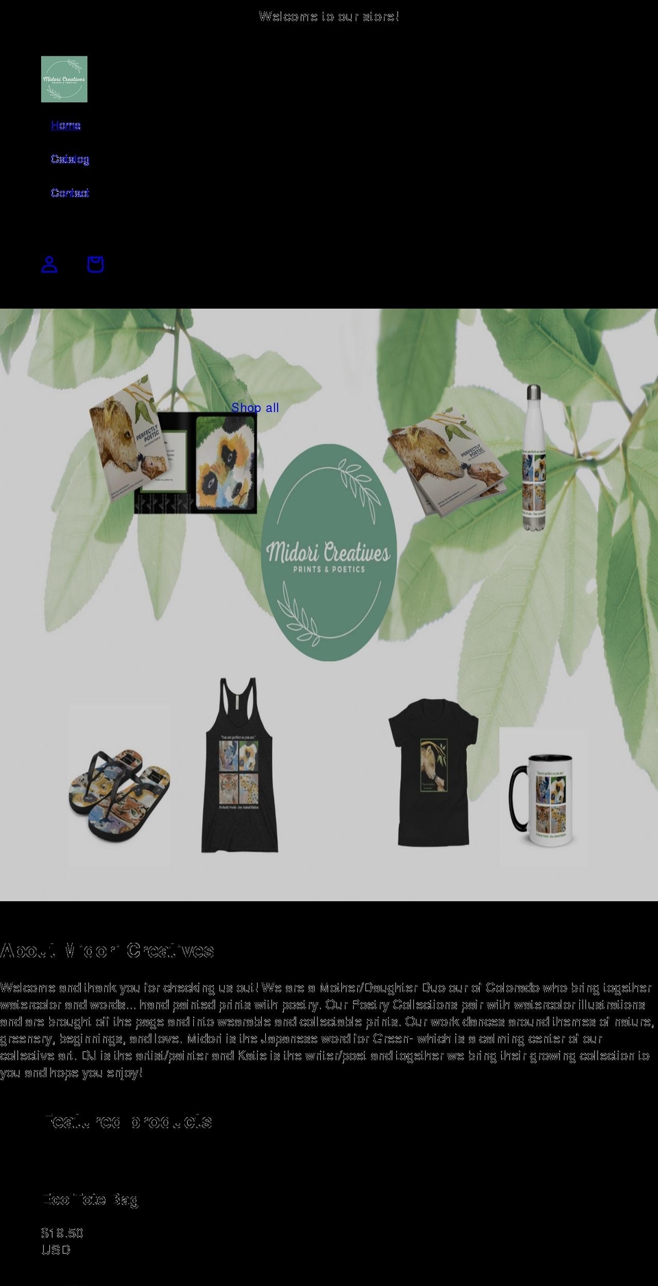 midoricreatives.com shopify website screenshot