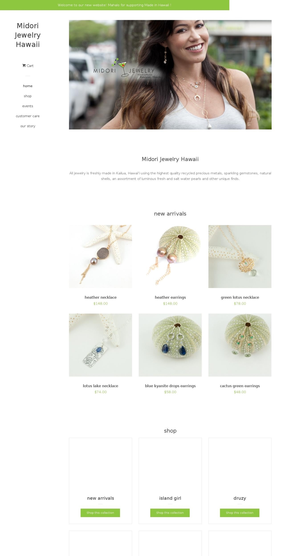 midorijewelry.com — Shopify storefront screenshot