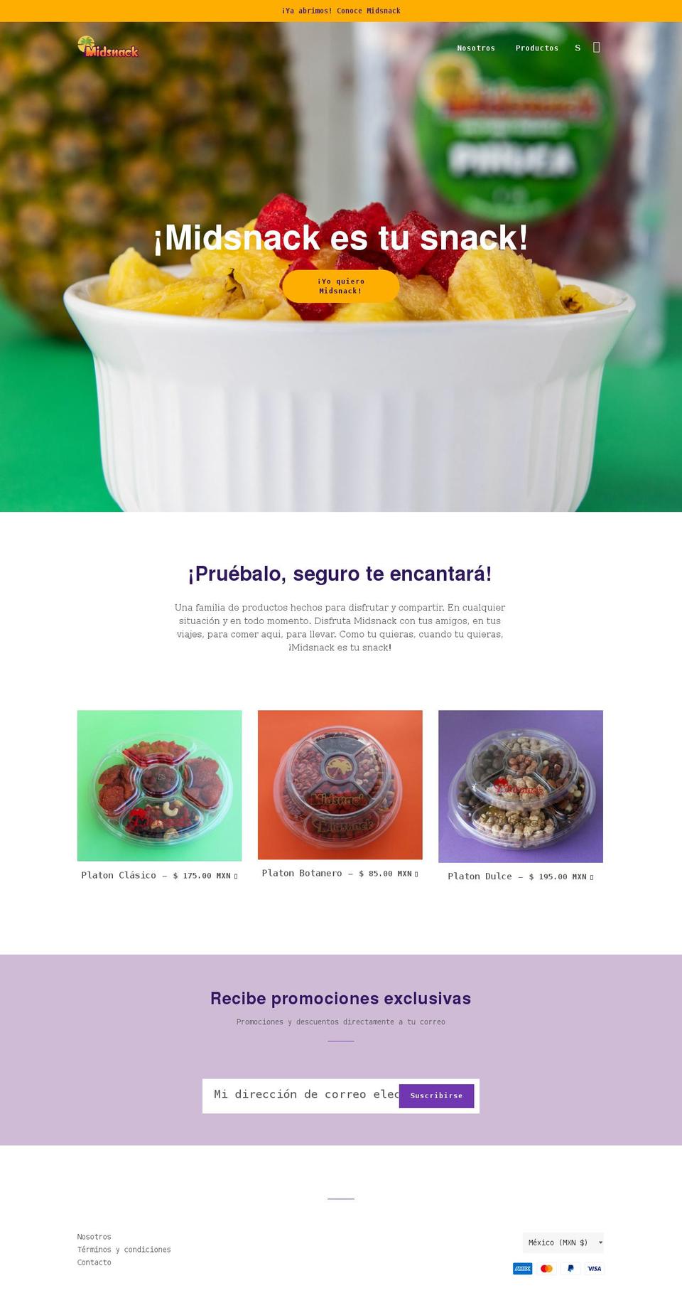 midsnack.com shopify website screenshot