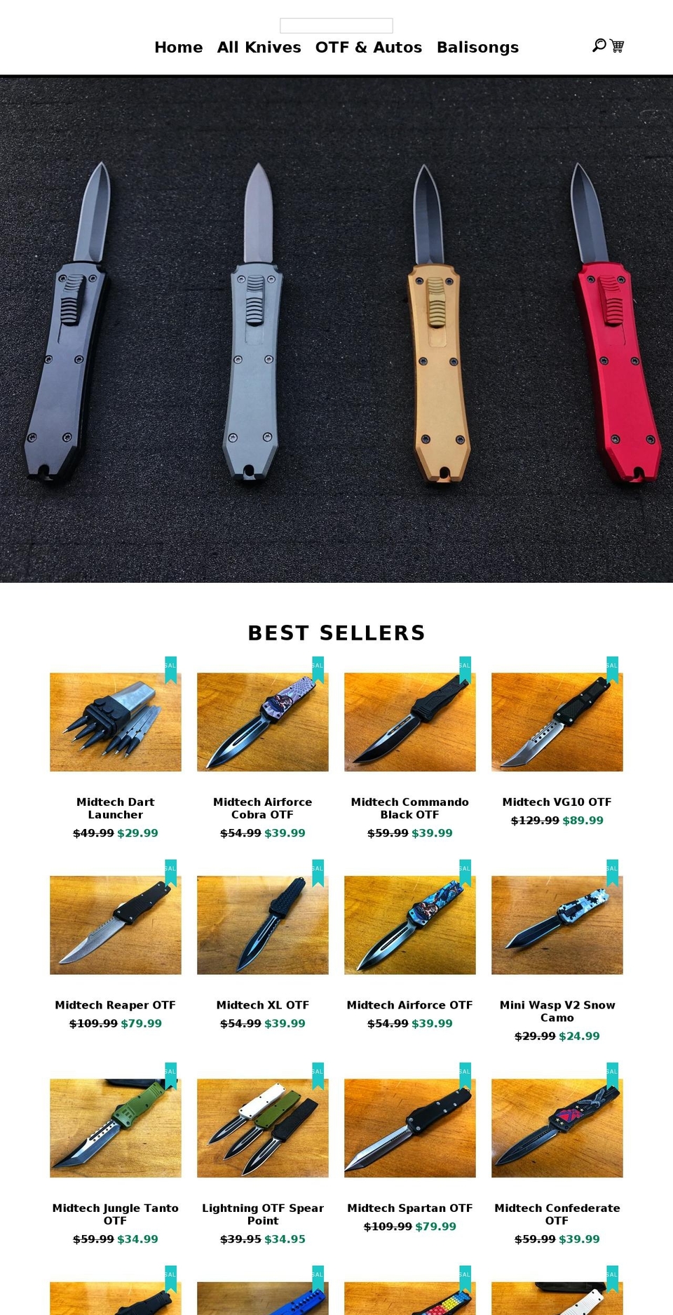 midtechknives.com — Shopify storefront screenshot