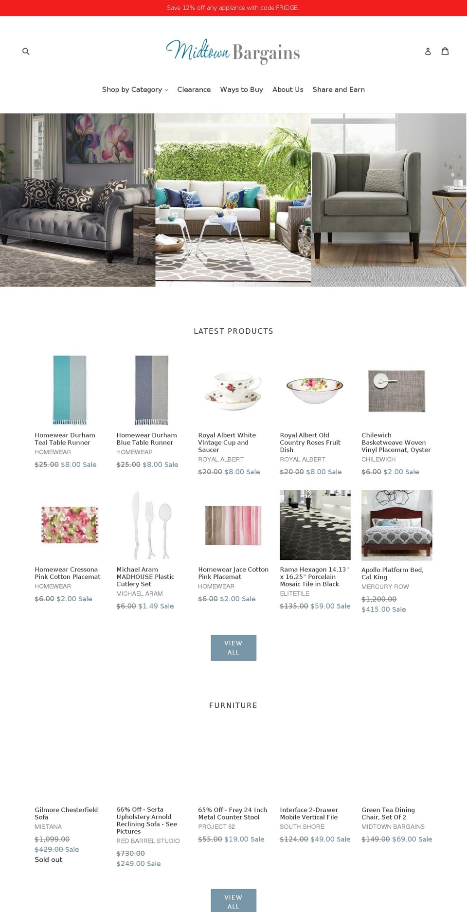 midtownbargains.com shopify website screenshot