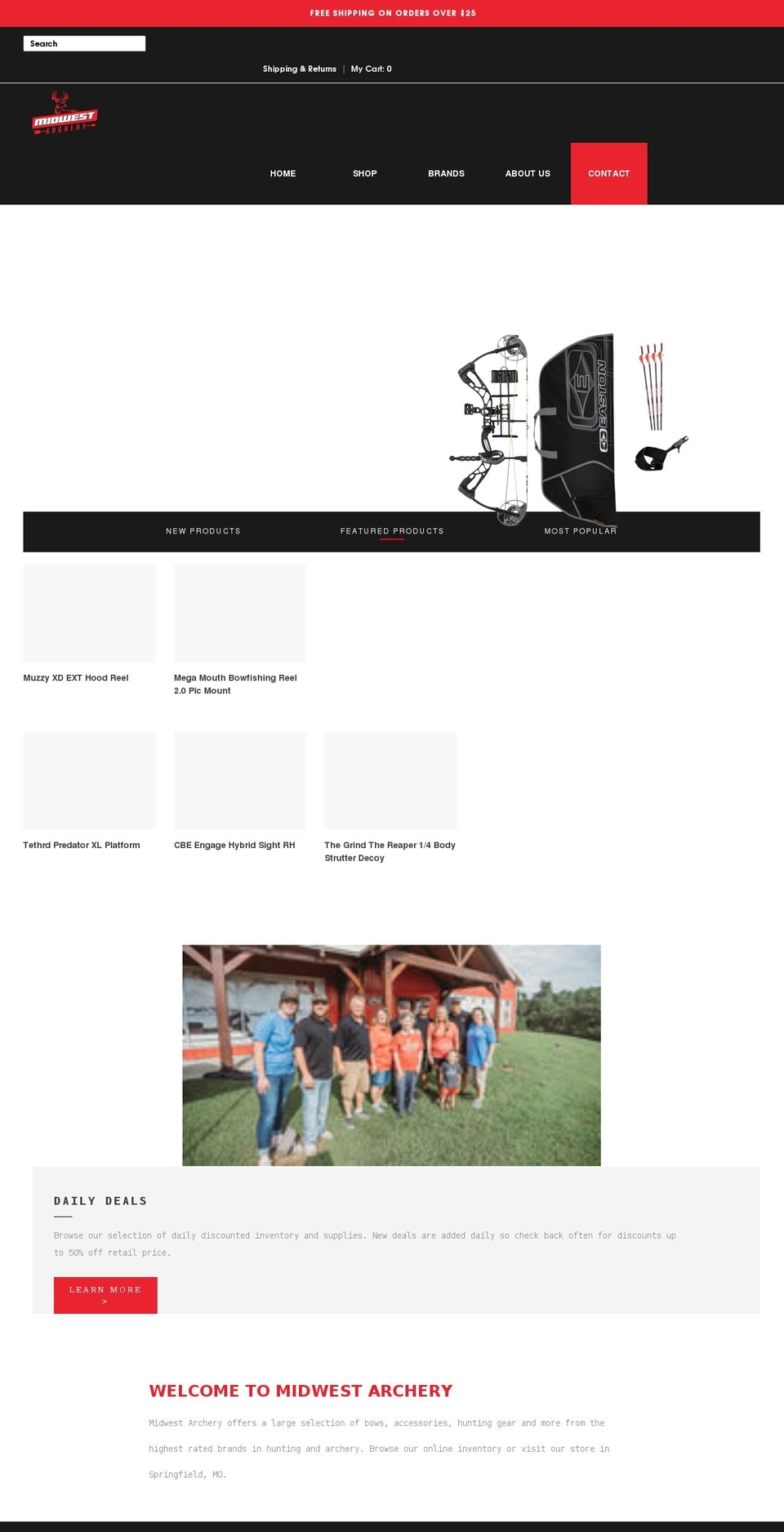 midwestarchery.com shopify website screenshot