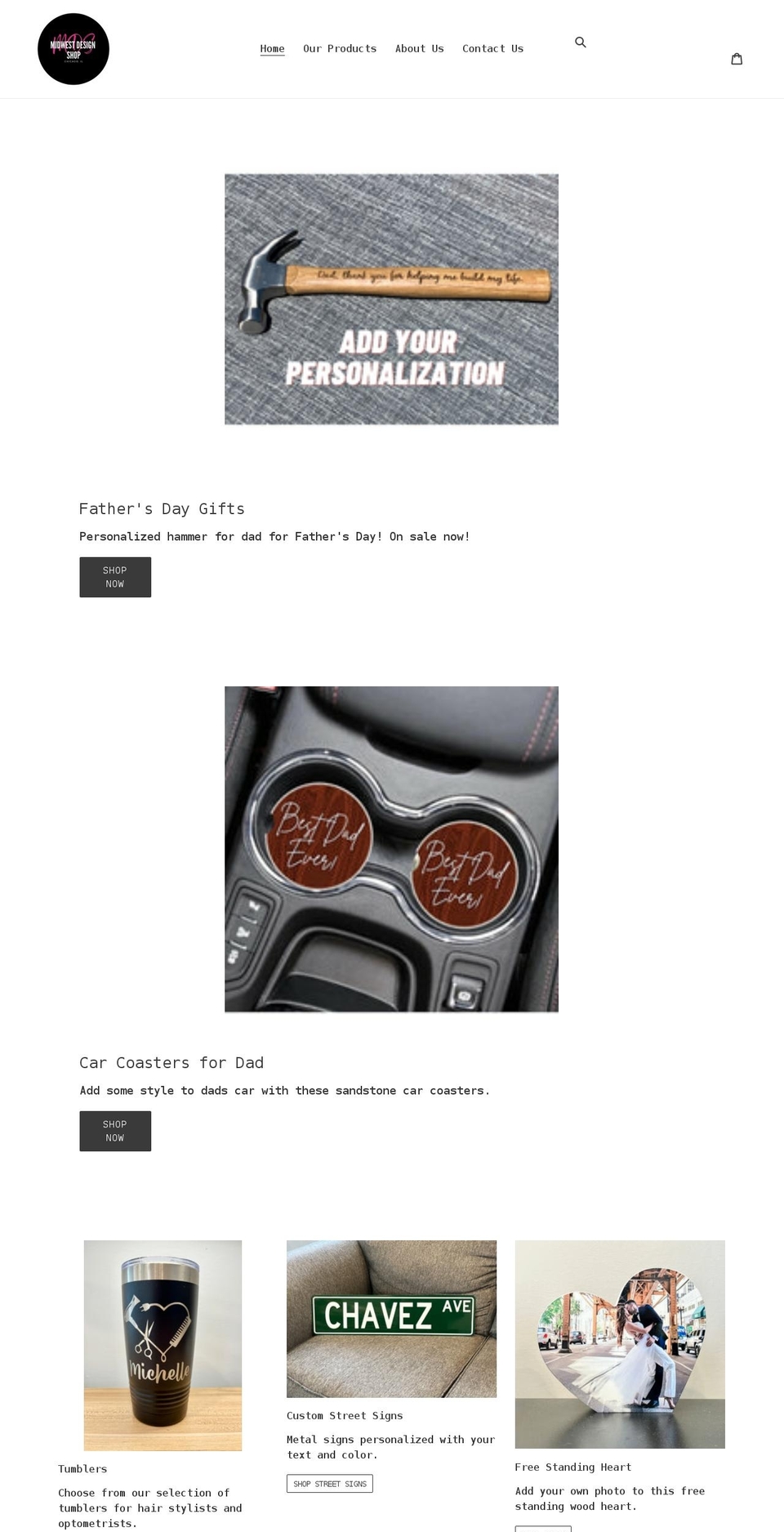 midwestdesignshop.com shopify website screenshot