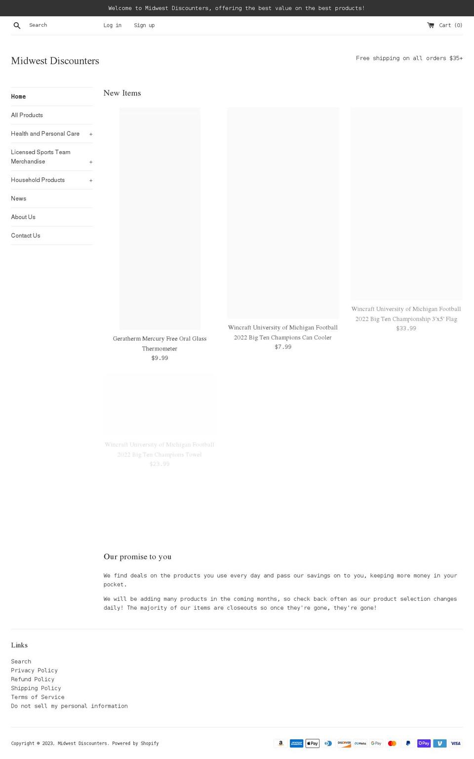 midwestdiscounters.com shopify website screenshot
