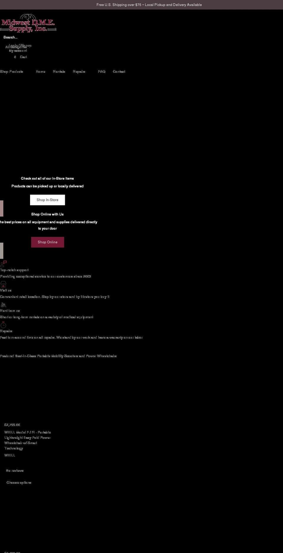 midwestdme.com shopify website screenshot