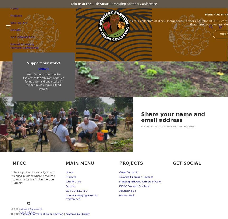 midwestfarmersofcolor.org shopify website screenshot