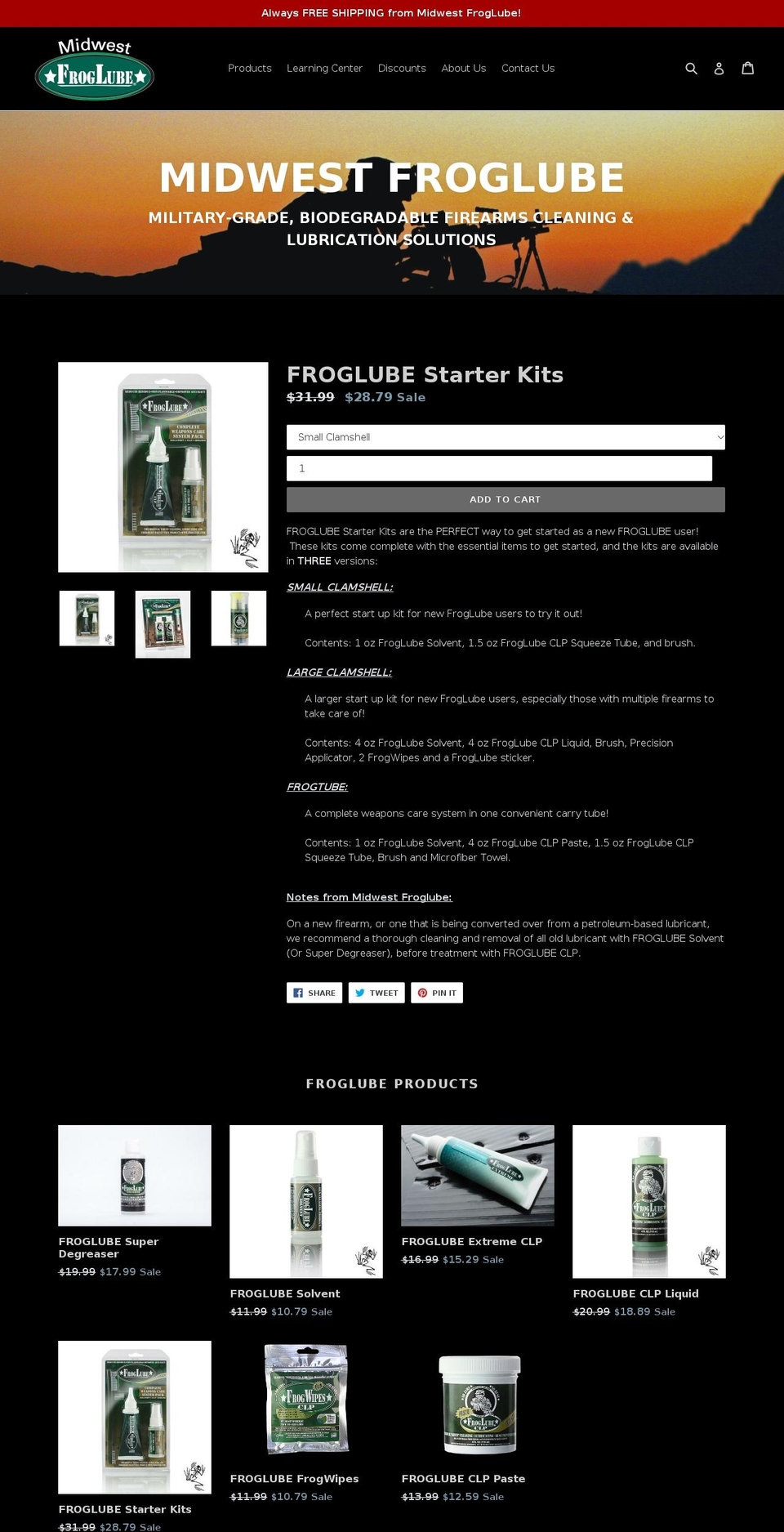 midwestfroglube.com — Shopify storefront screenshot