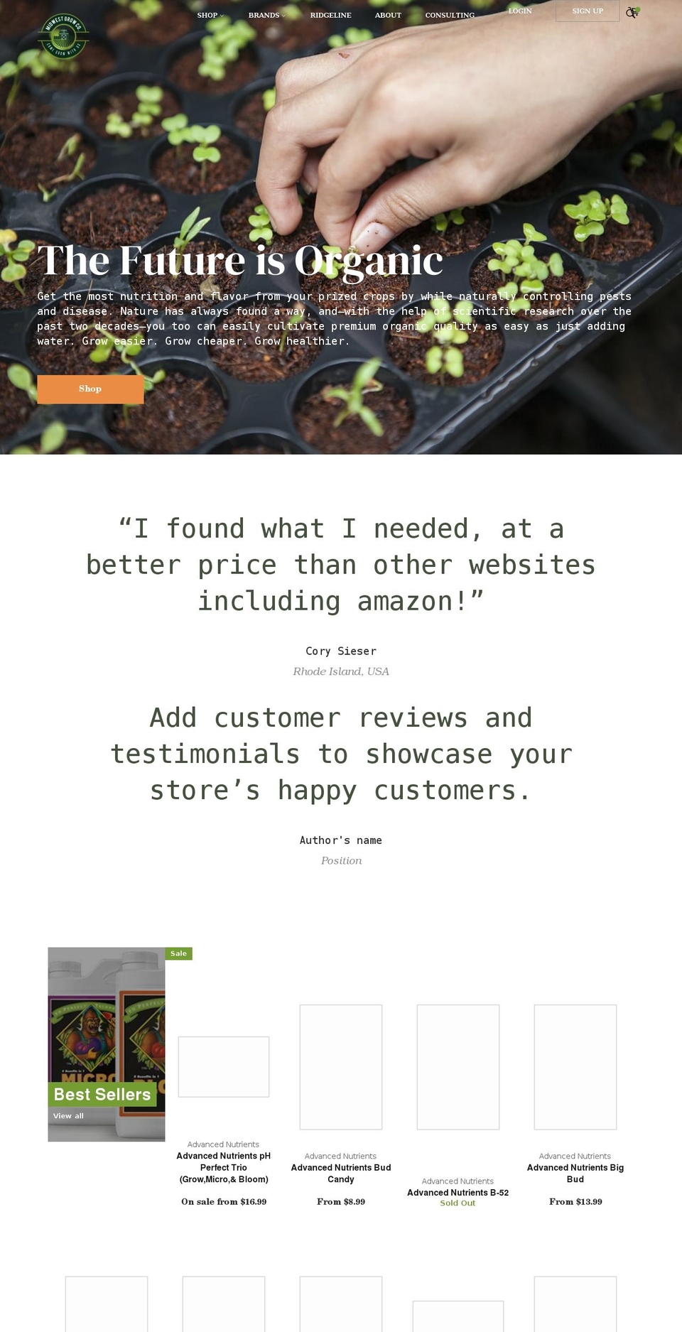 midwestgrowco.com shopify website screenshot