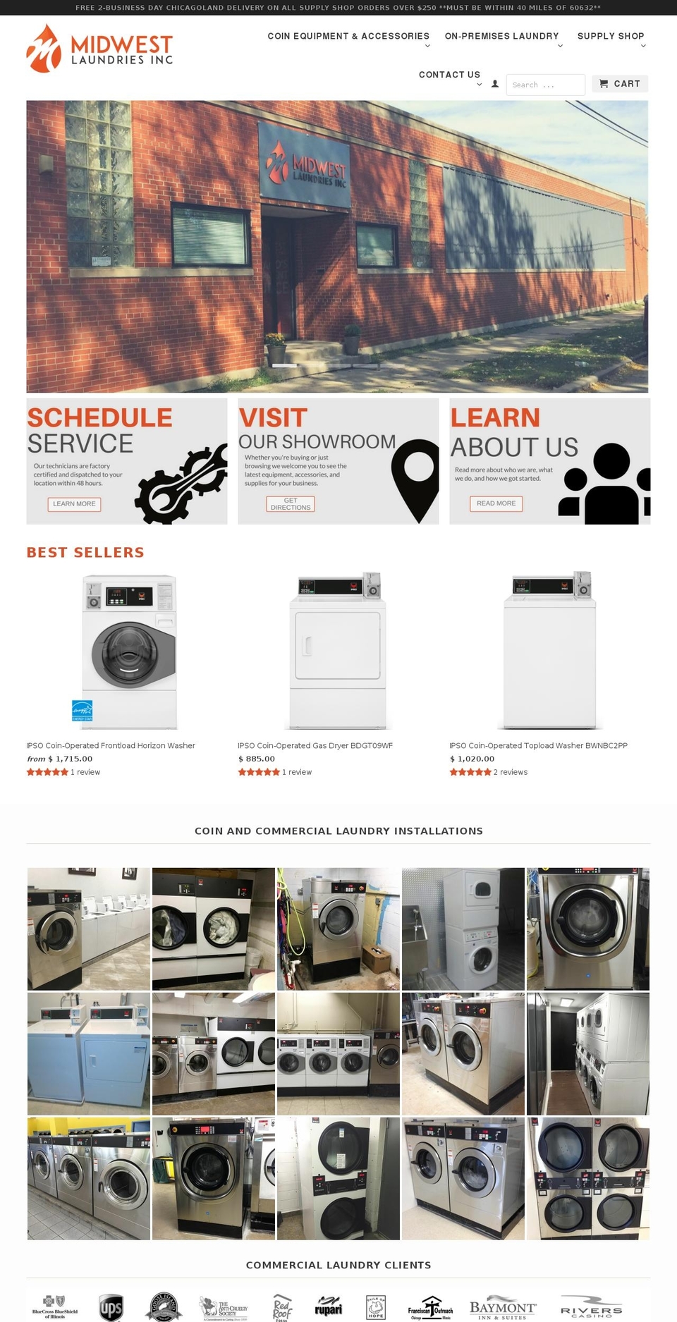 midwestlaundries.com shopify website screenshot