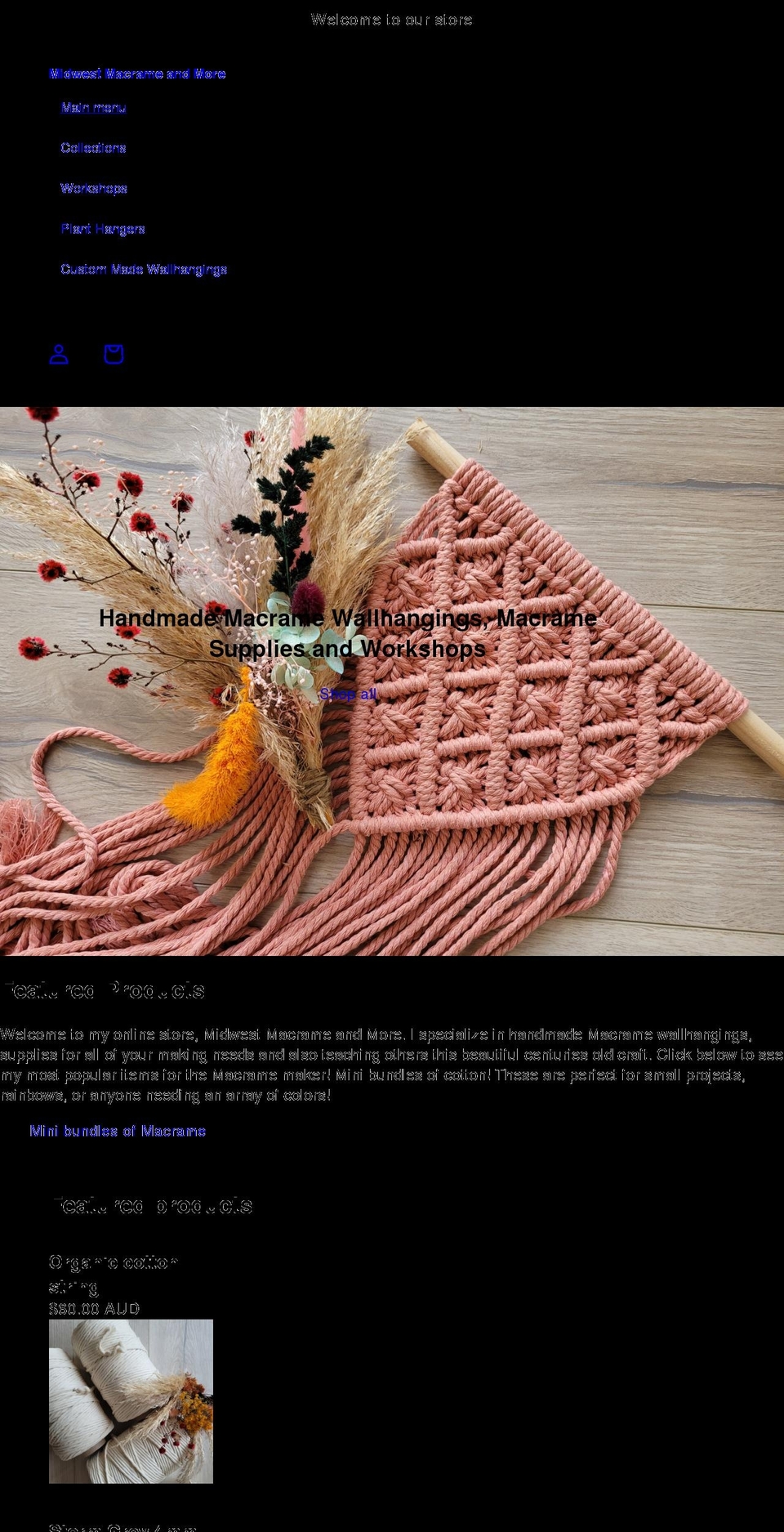 midwestmacramemore.com shopify website screenshot