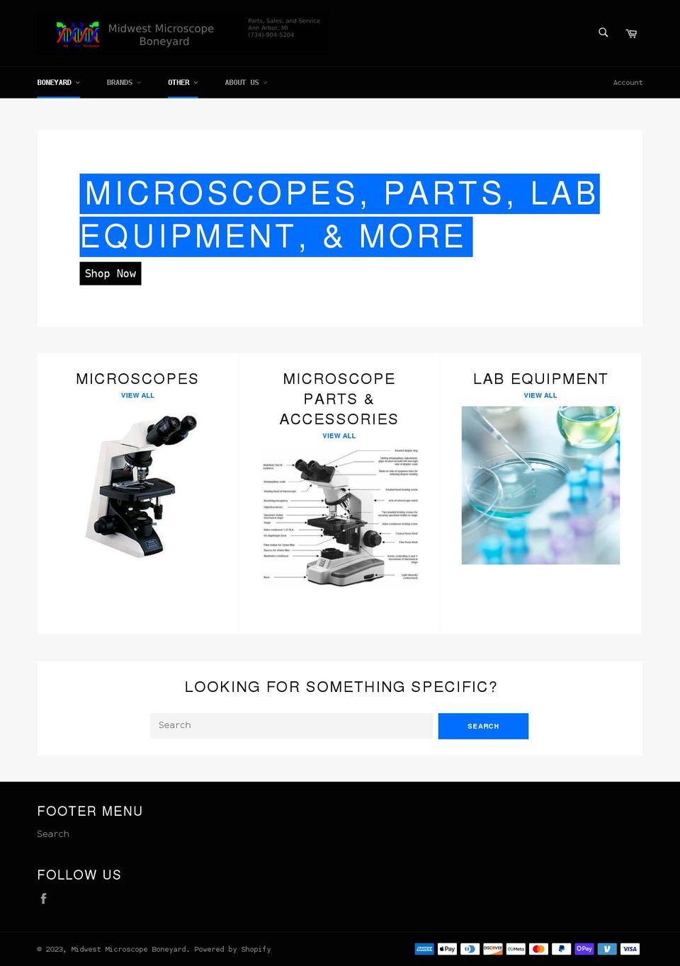 midwestmicroscopeboneyard.com — Shopify storefront screenshot