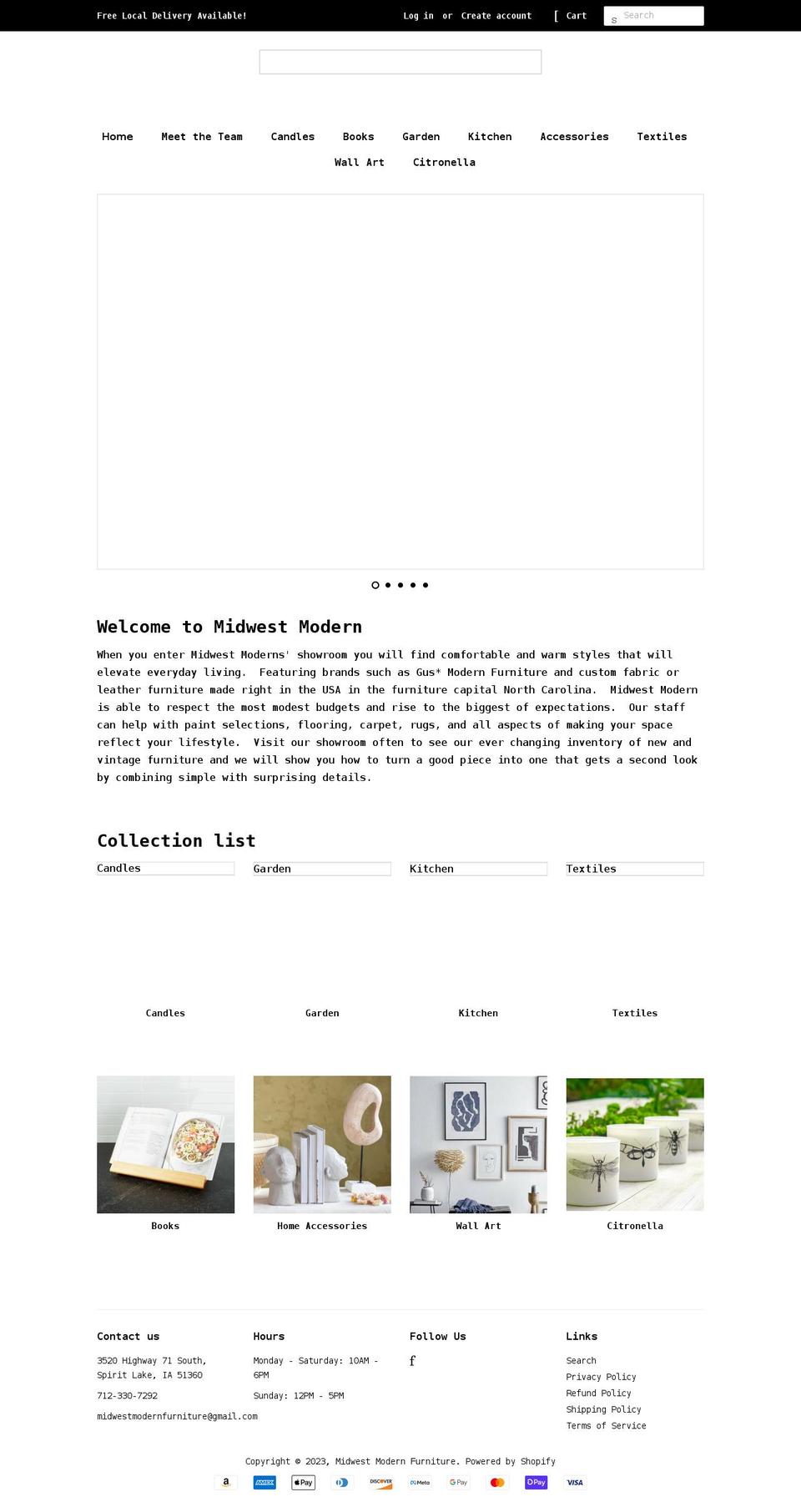 midwestmodernfurniture.com shopify website screenshot