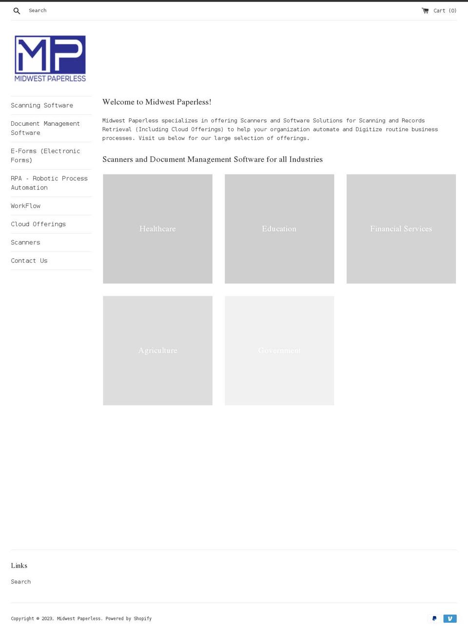 midwestpaperless.com shopify website screenshot