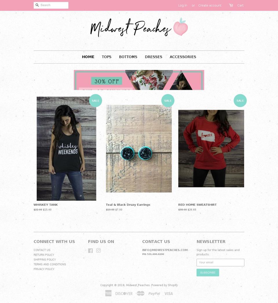 midwestpeaches.com shopify website screenshot