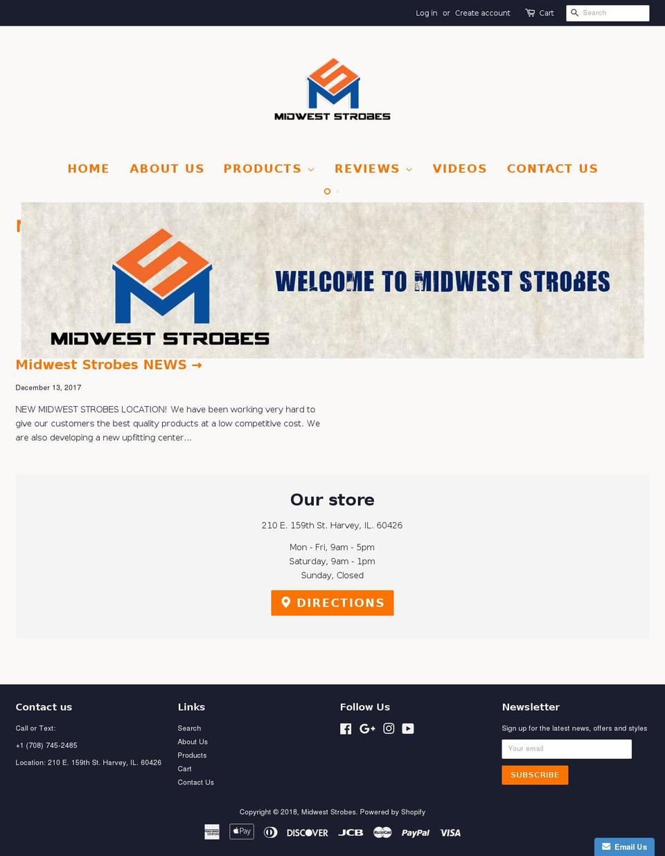 midweststrobes.com shopify website screenshot