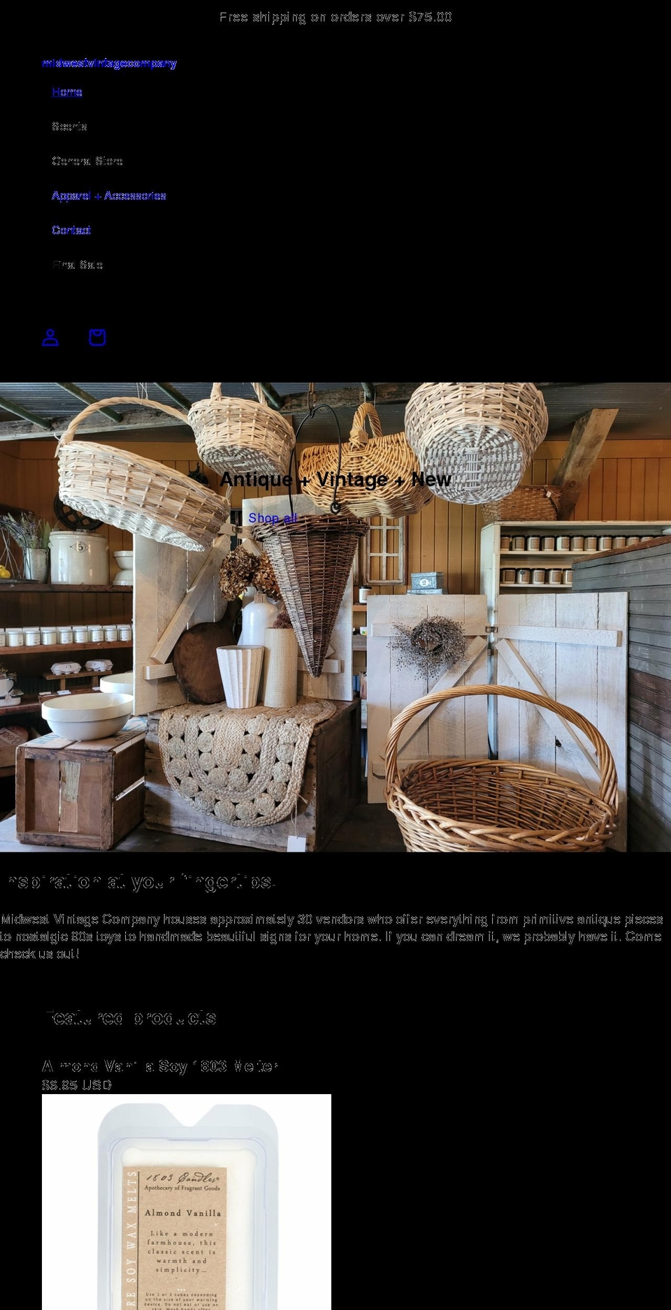 midwestvintagecompany.com shopify website screenshot