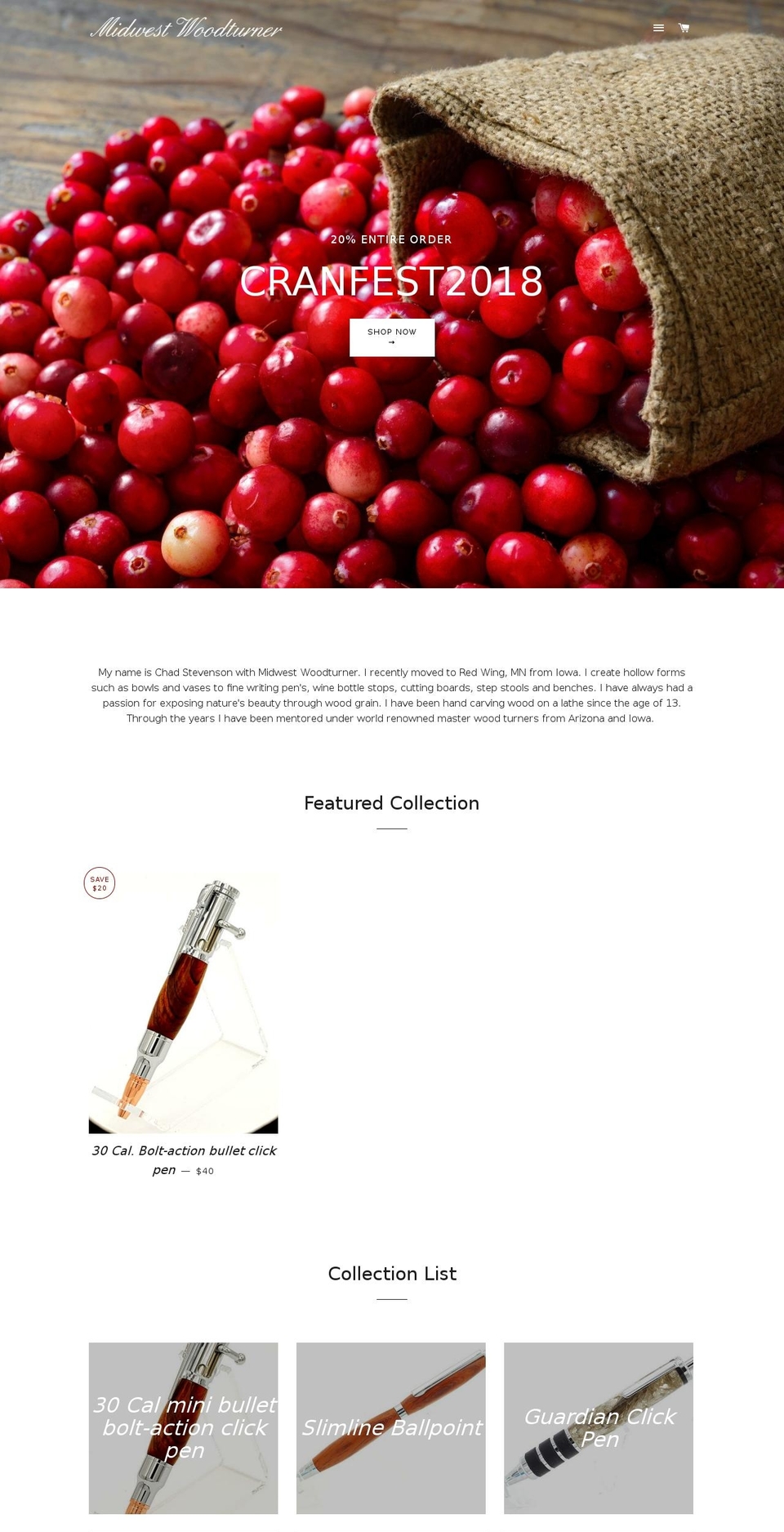 midwestwoodturner.com — Shopify storefront screenshot