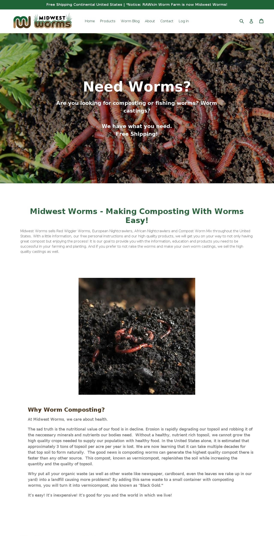 midwestworms.com — Shopify storefront screenshot