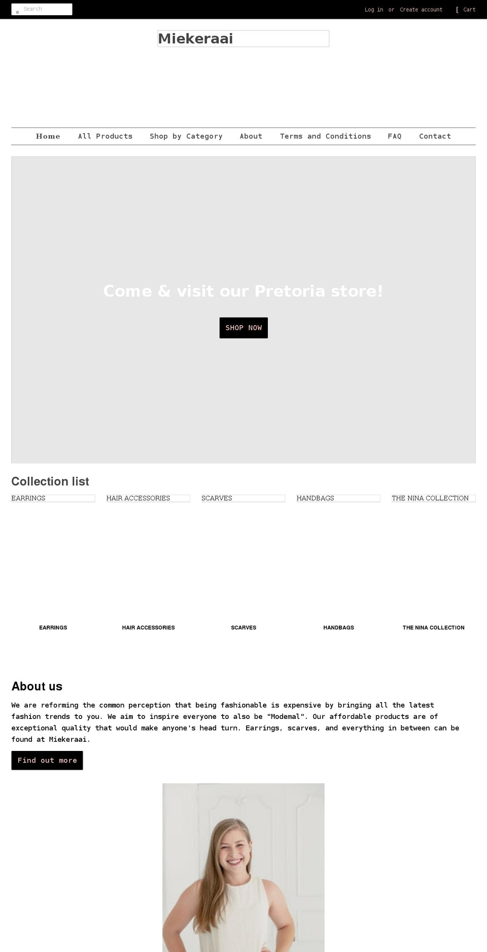 miekeraai.com shopify website screenshot