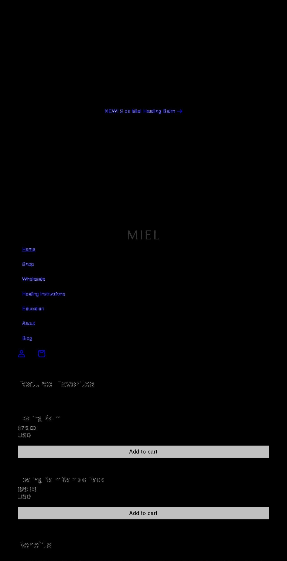 mielhealing.com shopify website screenshot