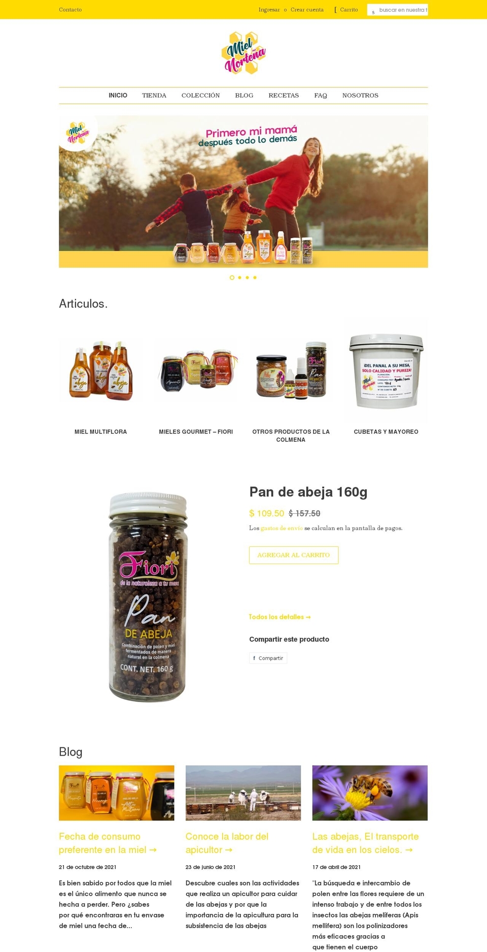 mielnortena.com shopify website screenshot