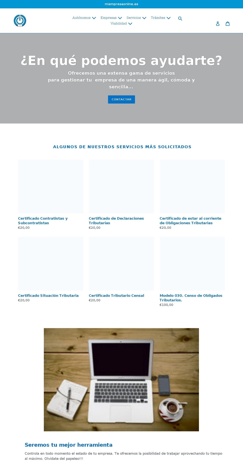 miempresaonline.es shopify website screenshot