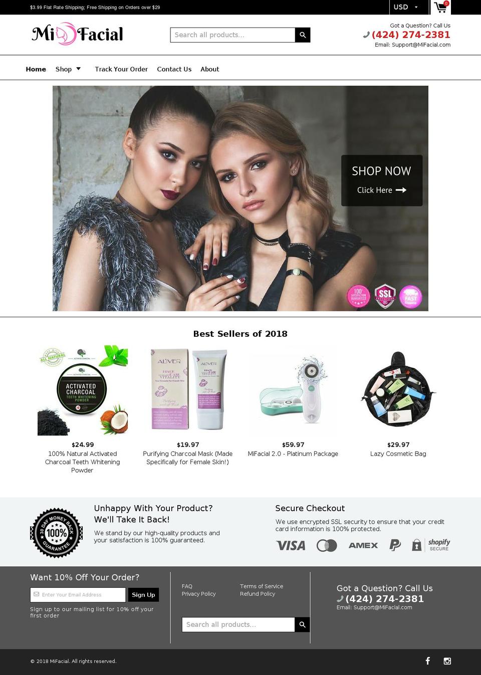 mifacial.com shopify website screenshot