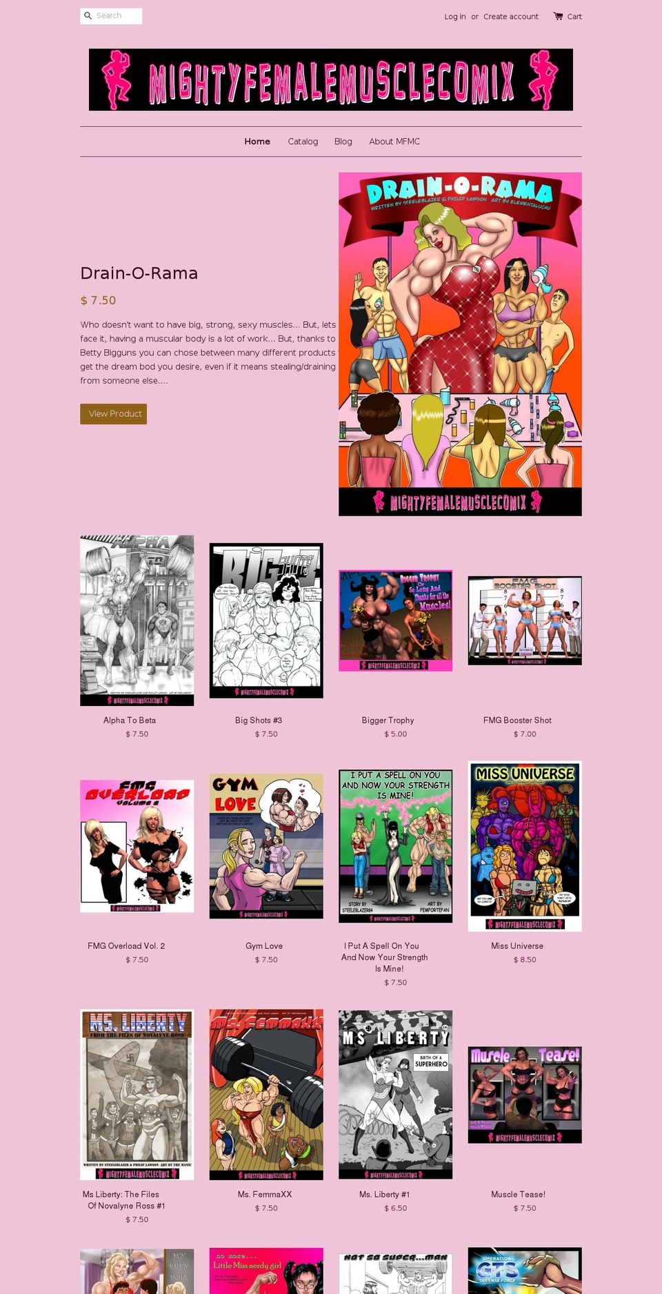 mighty-female-muscle-comix.myshopify.com shopify website screenshot