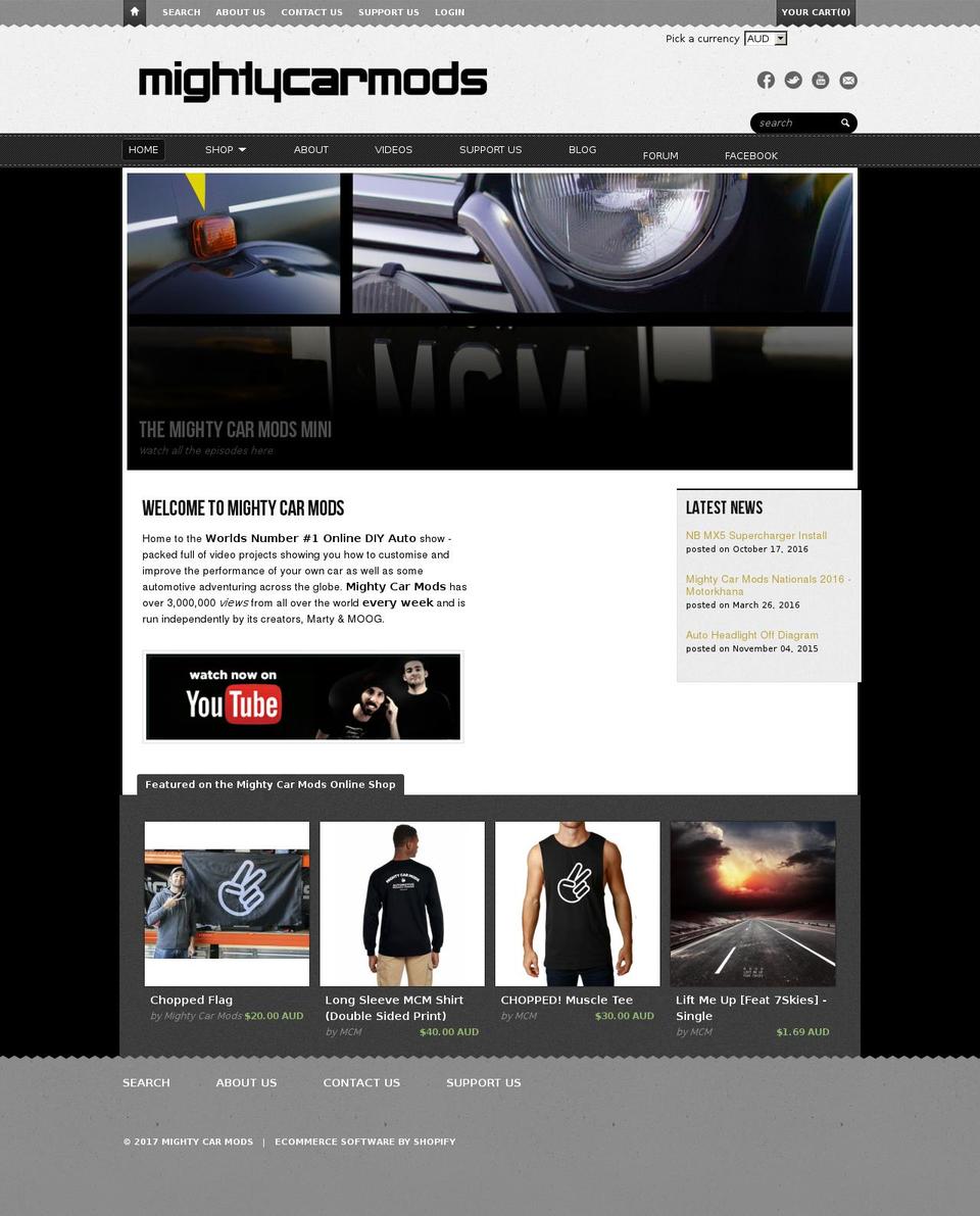 mightycarmods.com shopify website screenshot