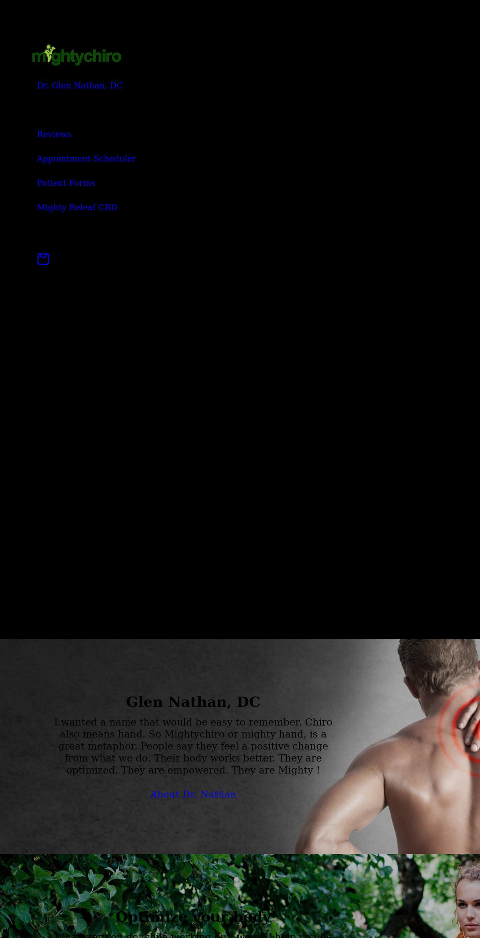 mightychiro.com shopify website screenshot