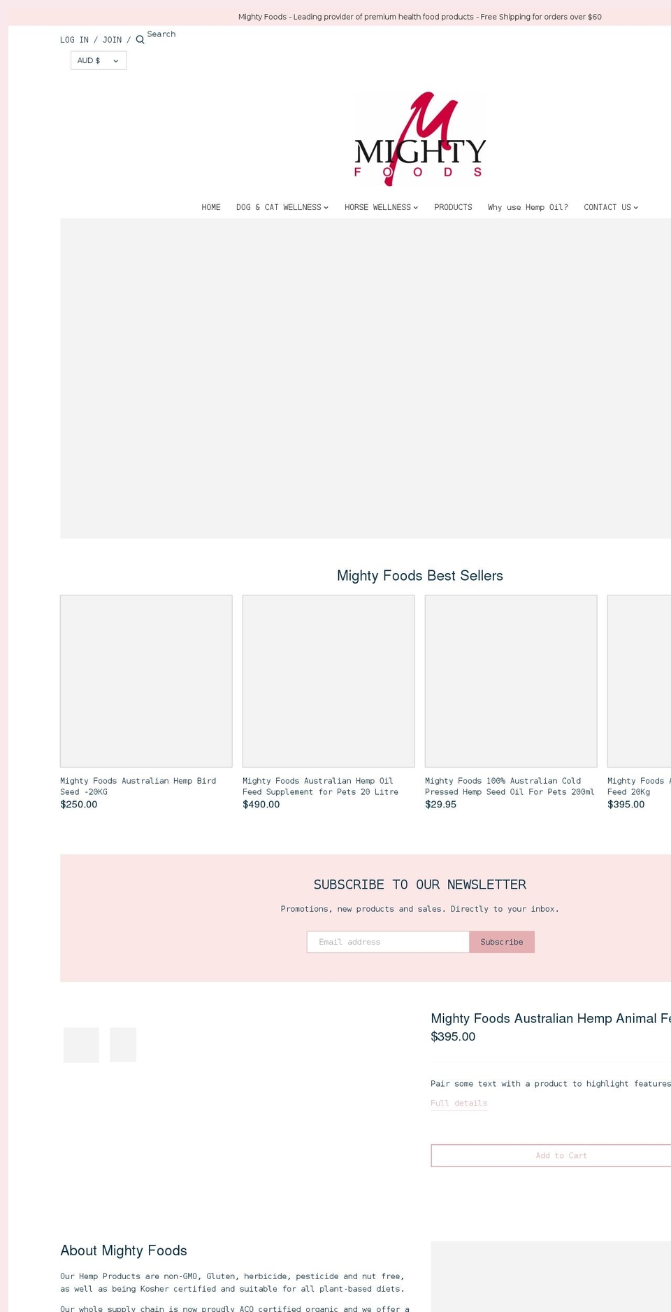 mightyfoods.com.au shopify website screenshot