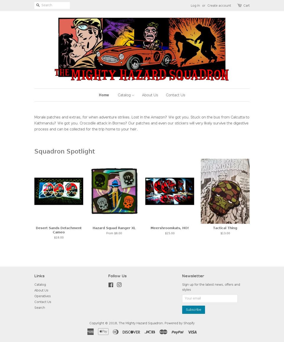 mightyhazardsquadron.com — Shopify storefront screenshot