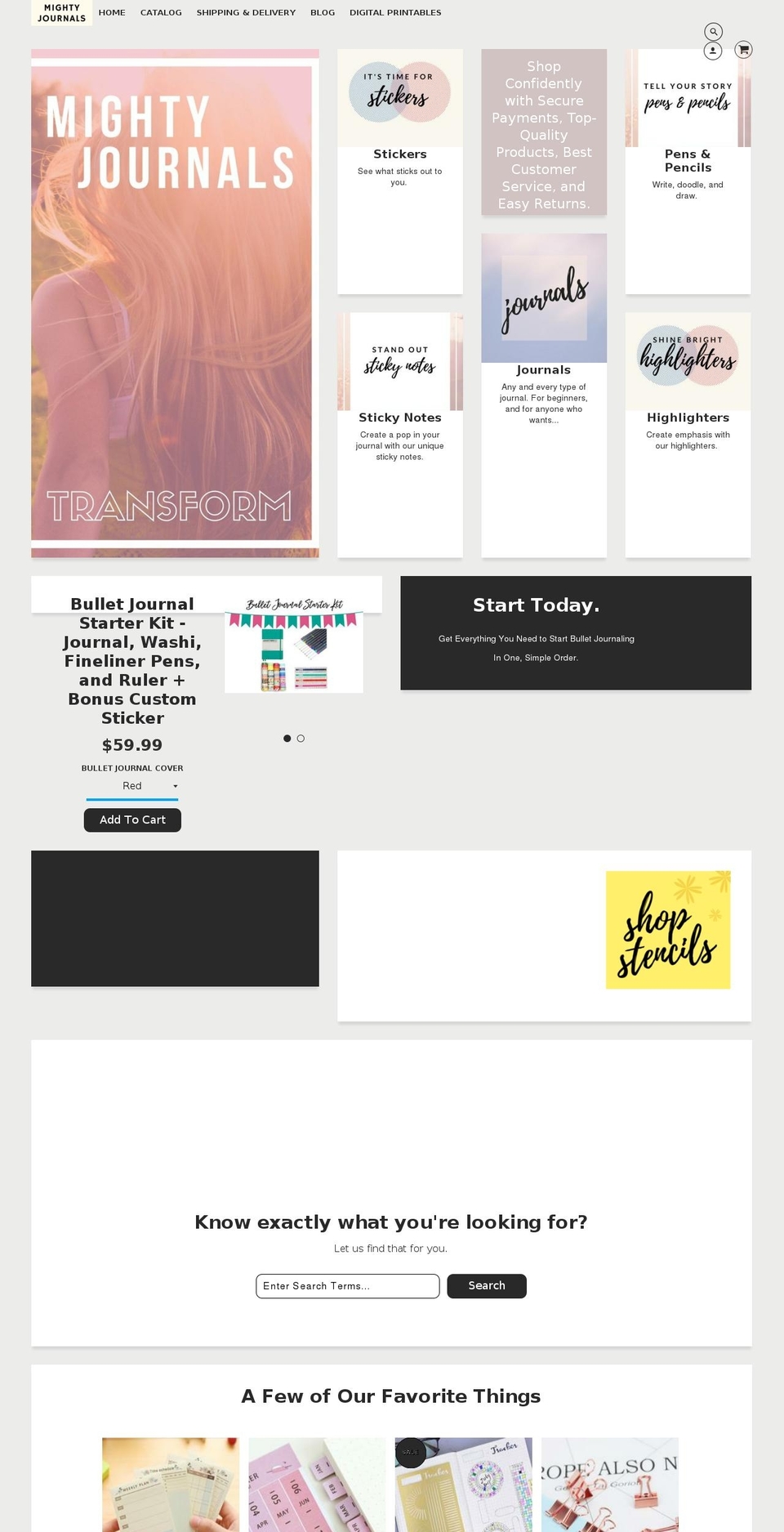 Loft Shopify theme site example mightyjournals.com