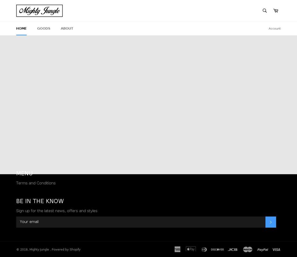 mightyjunglebrand.com shopify website screenshot