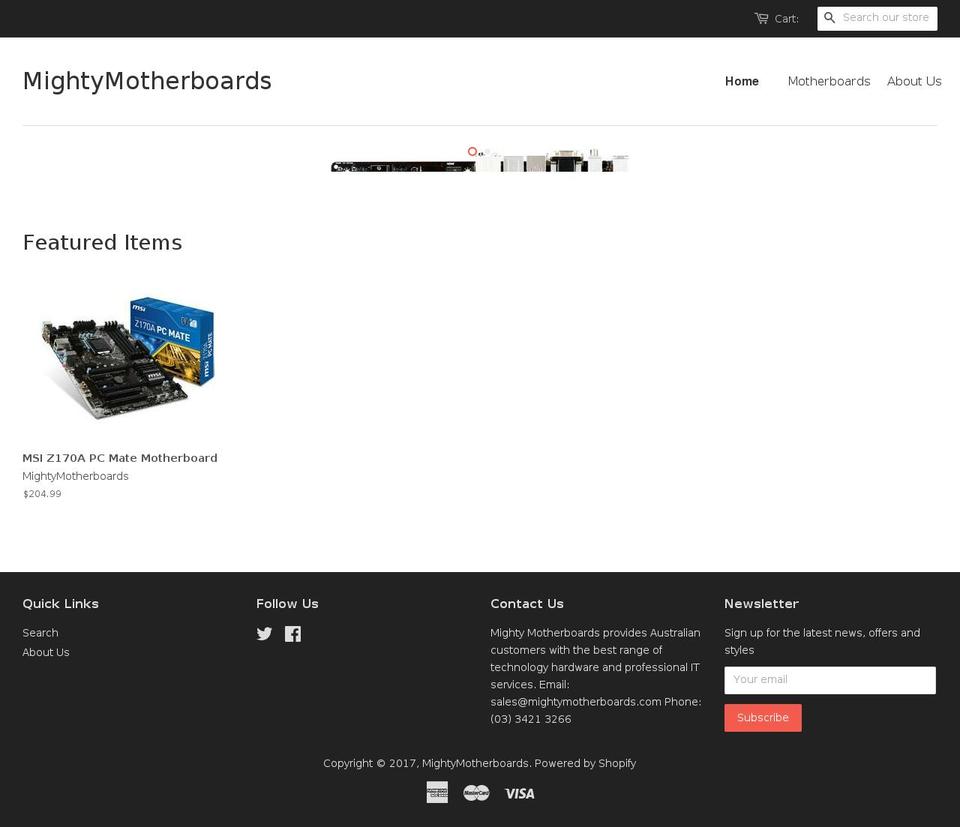 mightymotherboards.com shopify website screenshot
