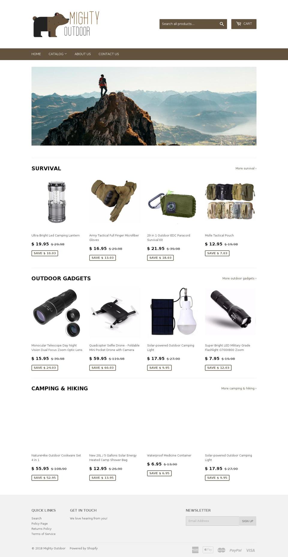 mightyoutdoor.com — Shopify storefront screenshot