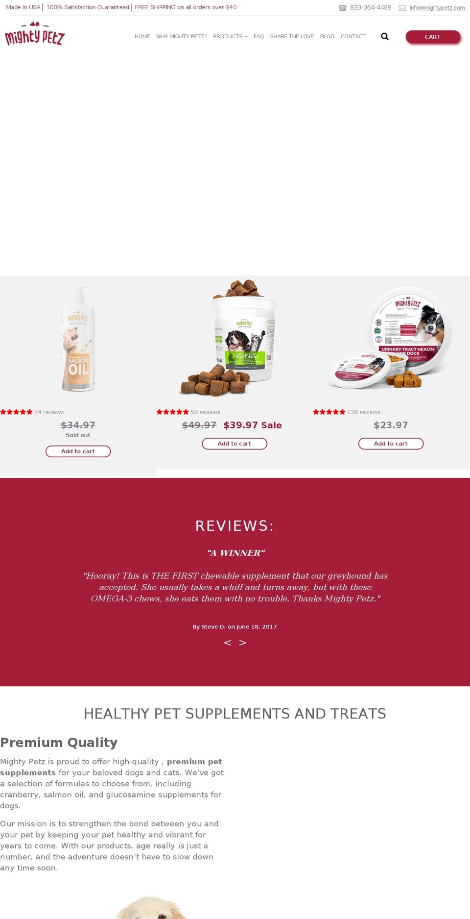 mightypetz.com shopify website screenshot
