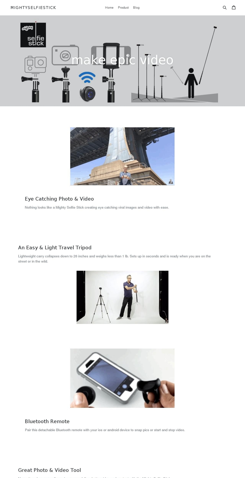 mightyselfiestick.com — Shopify storefront screenshot