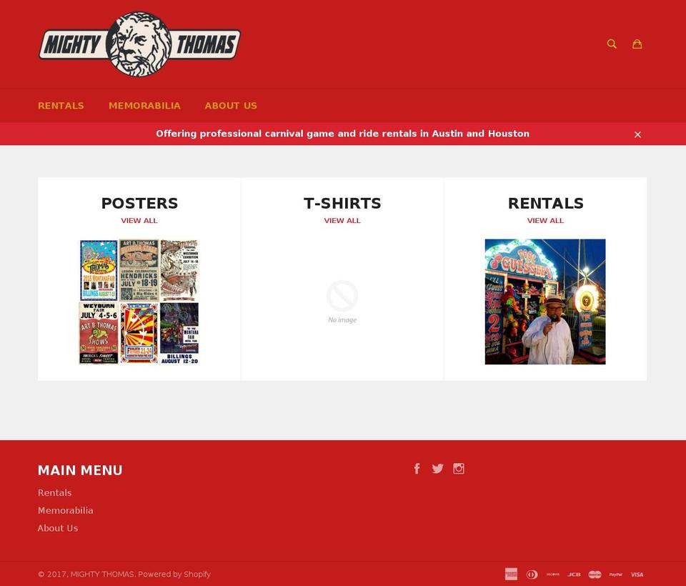 mightythomas.com shopify website screenshot
