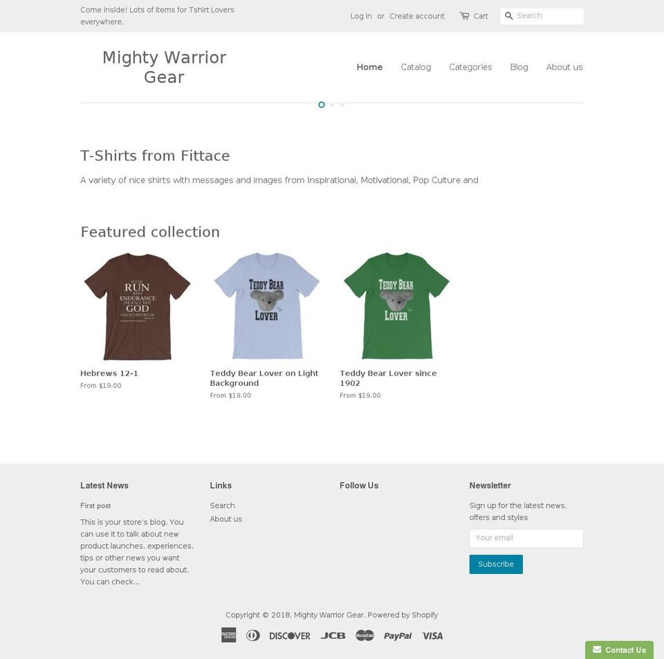 mightywarriorgear.com — Shopify storefront screenshot