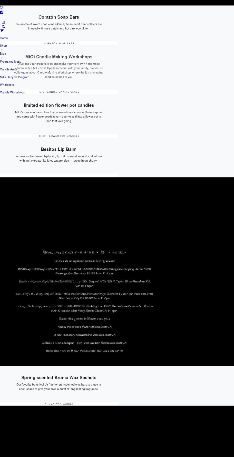 migiceracandles.com shopify website screenshot