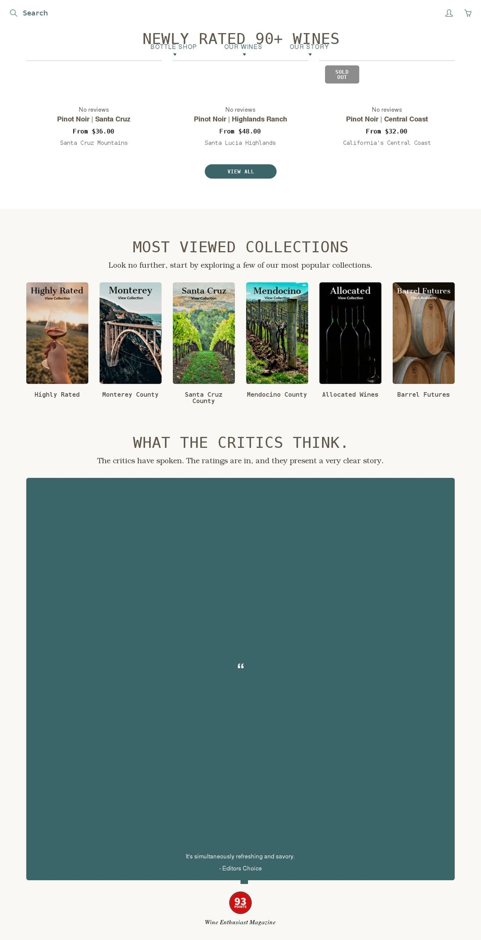mignanelliwinery.com shopify website screenshot