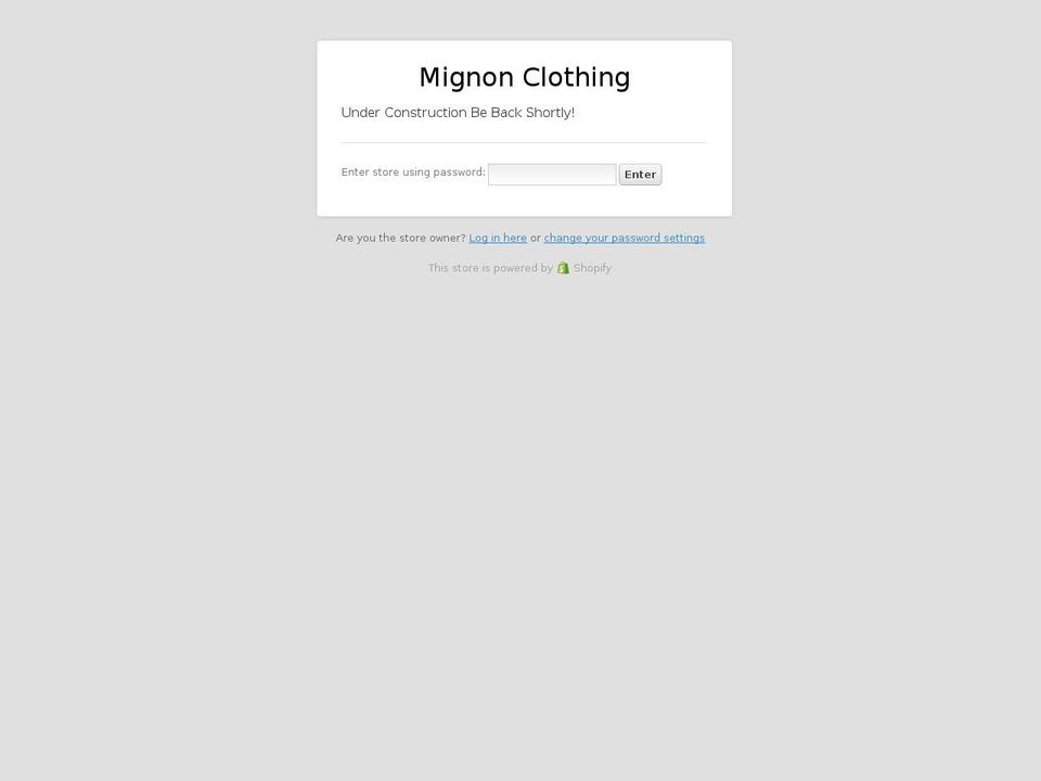 mignonclothing.com shopify website screenshot