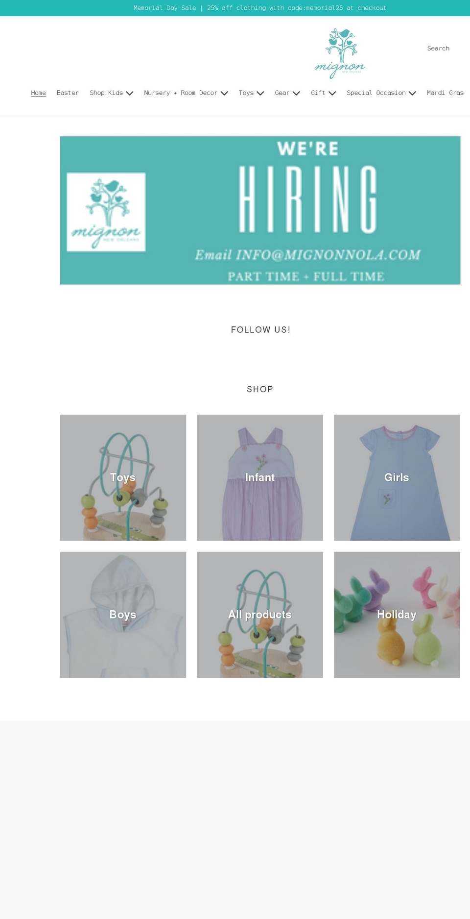 mignonnola.com shopify website screenshot