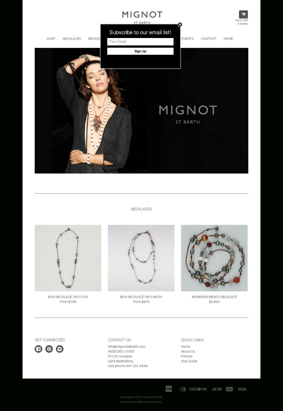 mignotstbarth.com shopify website screenshot