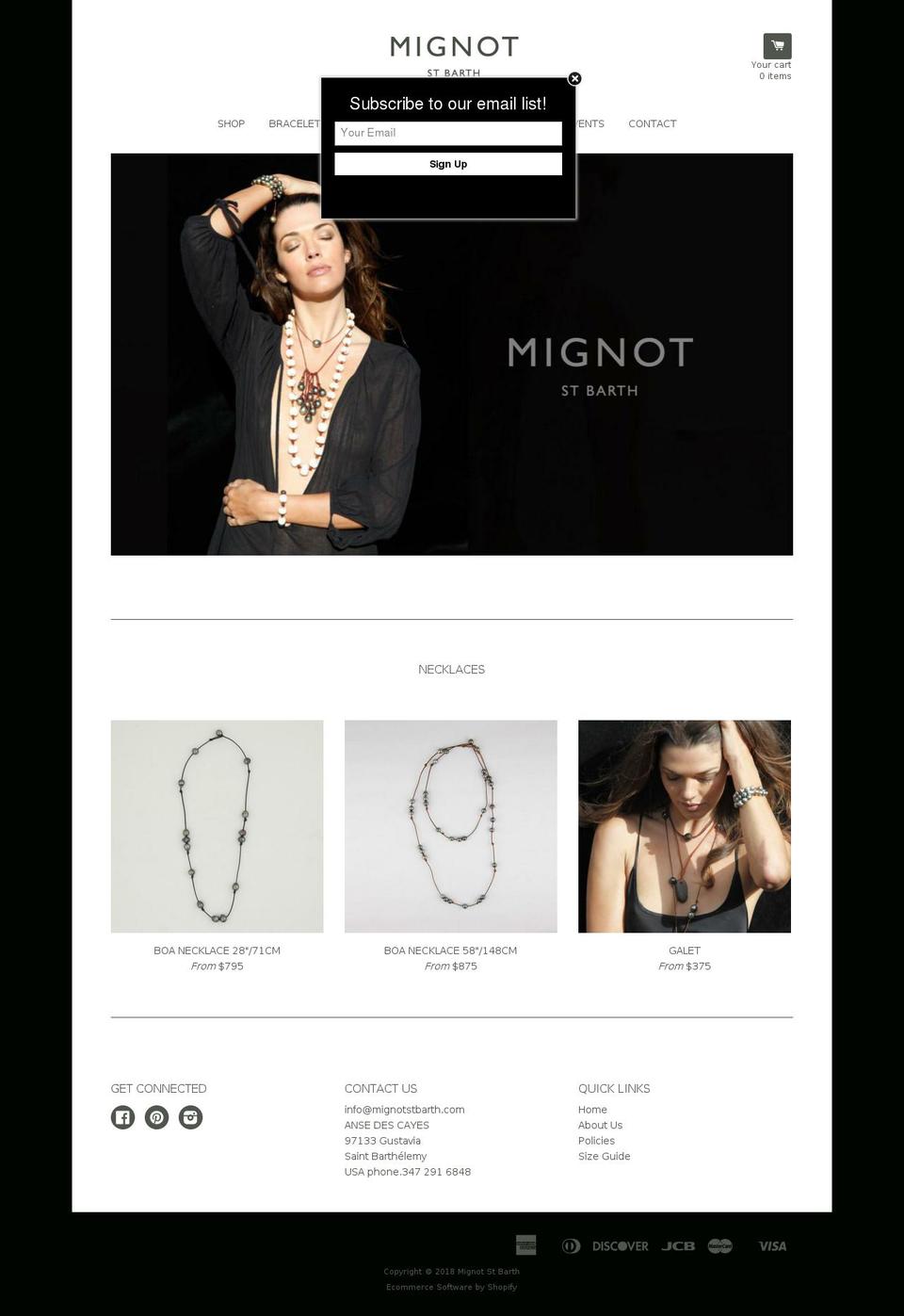 mignotstbarthspearls.com — Shopify storefront screenshot